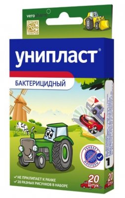Купить унипласт набор пластырей бактерицидных детских машины, 20 шт в Дзержинске