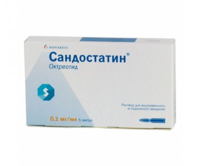 Купить сандостатин, раствор для внутривенного и подкожного введения 0,1мг/мл, ампула 1мл, 5 шт в Дзержинске