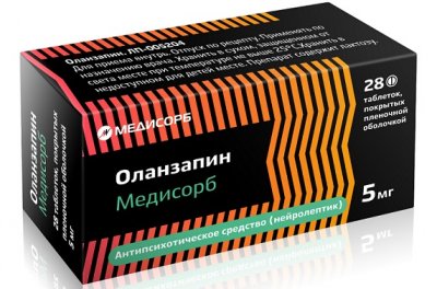 Купить оланзапин-медисорб, таблетки, покрытые пленочной оболочкой 5мг, 28 шт в Дзержинске