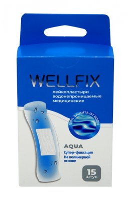 Купить пластырь веллфикс (wellfix) водонепроницаемый медицинский на полимерной основе aqua, 15 шт в Дзержинске