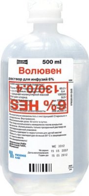 Купить волювен, раствор для инфузий 6%, флакон 500мл, 10 шт в Дзержинске