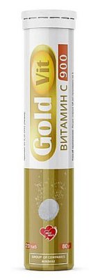 Купить gold vit (голд вит) витамин с 900, таблетки шипучие 4г, 20 шт бад в Дзержинске