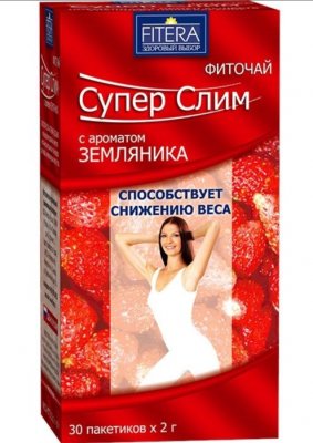 Купить супер слим чай с ароматом земляники, фильтр-пакеты 2г, 30 шт бад в Дзержинске