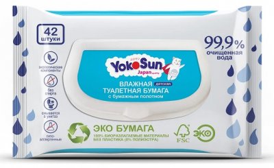 Купить йокосан (yokosun) влажная туалетная бумага детская, 42шт в Дзержинске