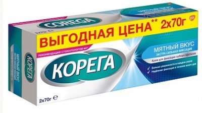 Купить корега крем для фиксации зубных протезов экстрасильная фиксация мятный 70г, 2 шт в Дзержинске