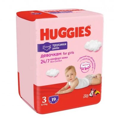 Купить huggies (хаггис) трусики-подгузники 3 для девочек 7-11кг 19шт в Дзержинске