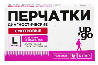 Купить перчатки up&go смотровые латексные неопудрен нестерильные размер l, 5 шт в Дзержинске