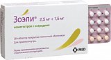 Зоэли, таблетки, покрытые пленочной оболочкой 2,5мг+1,5мг, 28 шт
