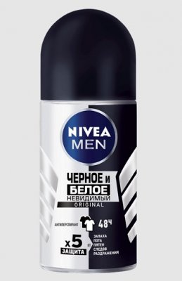 Купить nivea (нивея) для мужчин дезодорант шариковый невидимый черное и белое original, 50мл в Дзержинске
