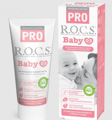 Купить рокс (r.o.c.s) зубная паста для детей про беби минеральная защита и нежный уход, 45г в Дзержинске