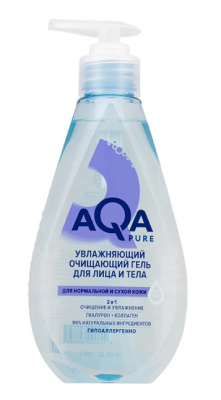 Купить aqa рure (аква пьюр) гель для лица и тела увлажняющий очищающий для нормальной и сухой кожи, 250 мл в Дзержинске