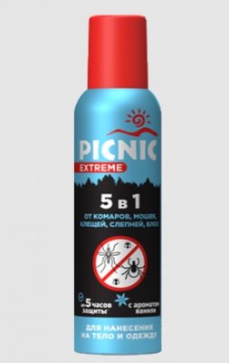 Купить пикник (picnic) extreme аэрозоль от клещей и комаров 5в1, 150мл в Дзержинске