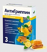 Купить антигриппин, порошок для приготовления раствора для приема внутрь, медово-лимонный 500мг+10мг+200мг, пакетики 5г, 3 шт в Дзержинске