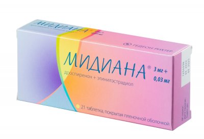 Купить мидиана, таблетки, покрытые пленочной оболочкой 3мг+0,03мг, 21 шт в Дзержинске