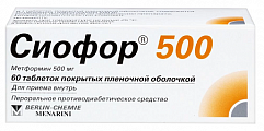 Купить сиофор 500, таблетки, покрытые пленочной оболочкой 500мг, 60 шт в Дзержинске