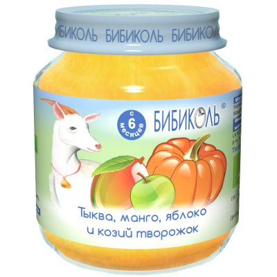Купить бибиколь пюре тыква/манго/яблоко/козий творожок 125г  в Дзержинске