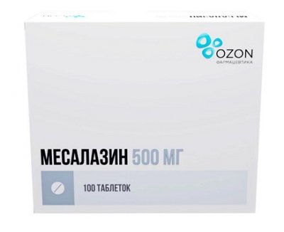 Купить месалазин, таблетки кишечнорастворимые, покрытые оболочкой 500мг, 100 шт в Дзержинске