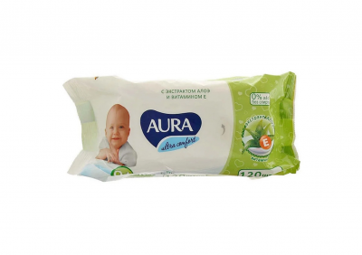 Купить aura (аура) салфетки влажные детские ультра комфорт алоэ и витаминин е 100 шт в Дзержинске