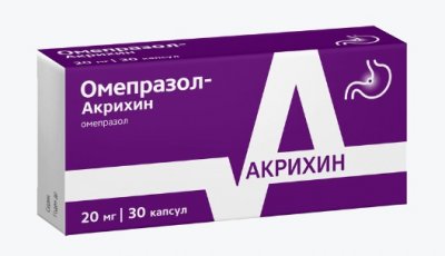 Купить омепразол-акрихин, капсулы кишечнорастворимые 20мг, 30 шт в Дзержинске