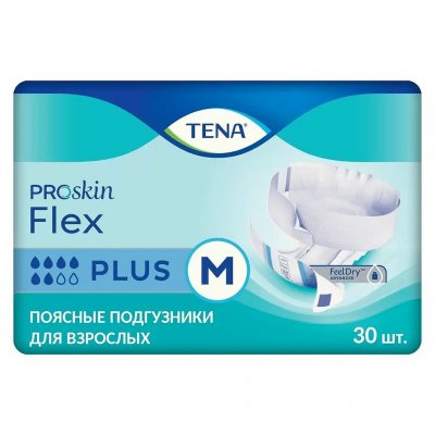 Купить tena (тена) подгузники, proskin flex plus размер m, 30 шт в Дзержинске