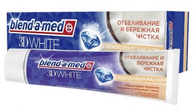 Купить бленд-а-мед (blend a med)зубная паста 3d вайт отбеливание и бережная чистка с кокосовым маслом 100мл в Дзержинске