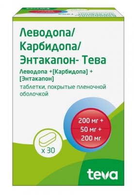 Купить леводопа/карбидопа/энтакапон-тева, таблетки покрытые пленочной оболочкой 200 мг+50 мг+200 мг, 30 шт в Дзержинске