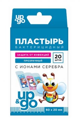 Купить пластырь up&go бактерицидный с ионами серебра прозрачный для детей, 20 шт в Дзержинске