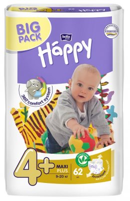 Купить bella baby happy (белла) подгузники 4+ макси+ 9-20кг 62 шт в Дзержинске