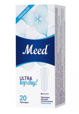 Купить meed ultra top dry (мид) прокладки ежедневные ультратонкие усеченные, 20 шт в Дзержинске