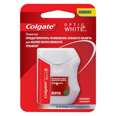Купить колгейт (colgate) зубная нить optic white, 25 м в Дзержинске