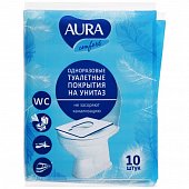 Купить aura (аура) покрытие на сиденье унитаза одноразовое бумажное 10шт в Дзержинске