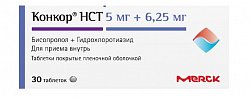 Купить конкор нст, таблетки покрытые пленочной оболочкой 5 мг+6,25 мг, 30 шт в Дзержинске