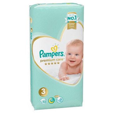 Pampers Premium Care (Памперс) подгузники 3 миди 6-10кг, 52шт