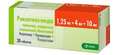 Купить роксатенз-инда, таблетки, покрытые пленочной оболочкой 1,25мг+4мг+10мг, 30 шт в Дзержинске