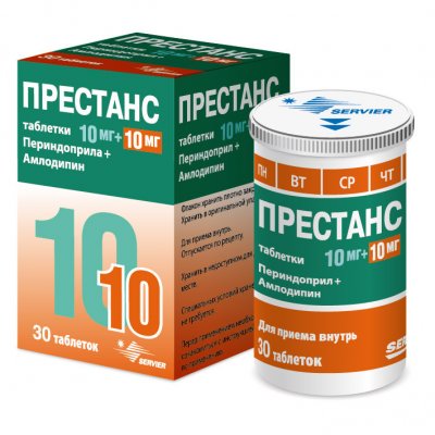 Купить престанс, таблетки 10мг(амлодипин)+10мг(периндоприл), 30 шт в Дзержинске