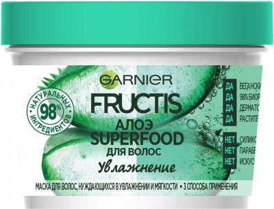 Купить garnier fructis (гарньер фруктис) маска для волос 3в1 увлажнение суперфуд алоэ увлажн 390мл в Дзержинске