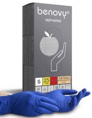 Купить перчатки benovy смотровые латексные нестерильные неопудрен повышенной прочности размер s 25 пар в Дзержинске