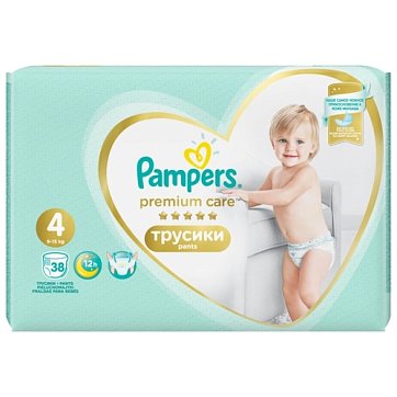 Pampers Premium Care (Памперс) подгузники-трусы 4 макси 9-15кг, 38шт