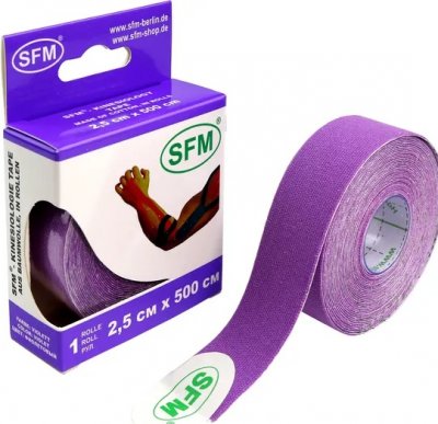 Купить лента (тейп) кинезиологическая sfm-plaster на хлопковой основе  2,5см х 5м фиолетовый в Дзержинске