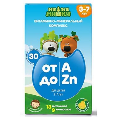 Купить ми-ми-мишки витаминно-минеральный комплекс для детей 3-7лет от a до zn, таблетки 30 шт бад в Дзержинске