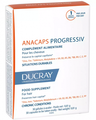 Купить дюкрэ анакапс (ducray аnacaps) прогрессив для волос и кожи головы капсулы 30 шт бад в Дзержинске