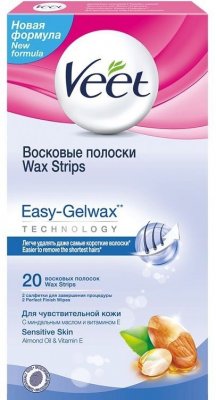 Купить вит (veet) восковые полоски для депиляции для чувствительной кожи easy gel-wax, 20 шт  в Дзержинске