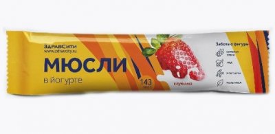Купить мюсли в йогурте здравсити со вкусом клубники, батончик 30г бад в Дзержинске