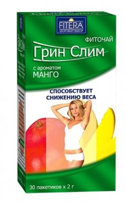 Купить грин слим, чай с ароматом манго, фильтр-пакеты 30 шт бад в Дзержинске