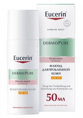 Купить eucerin dermopure (эуцерин) флюид для жирной и проблемной кожи, 50 мл spf30 в Дзержинске