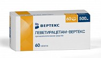 Купить леветирацетам-вертекс, таблетки покрытые пленочной оболочкой 500 мг, 60 шт в Дзержинске