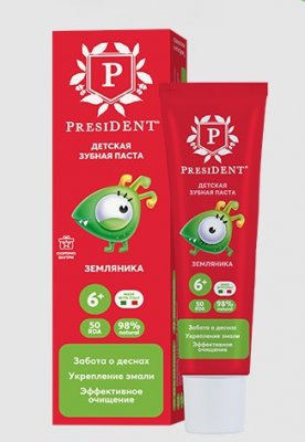 Купить президент (president) зубная паста для детей с 6 лет земляника, 43г 50rda в Дзержинске