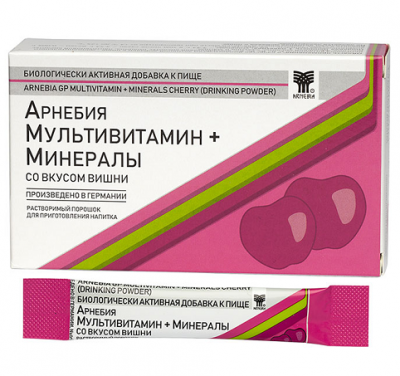 Купить арнебия мультивитамин+минералы, порошок со вкусом вишни, пакет 5г 10 шт бад в Дзержинске