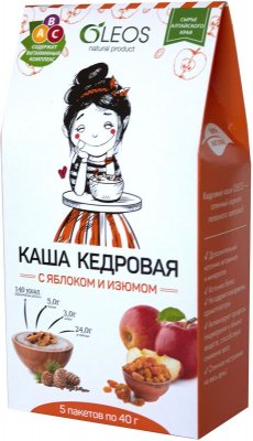 Купить oleos (олеос) каша кедровая с яблоком и изюмом, пакет 40г, 5 шт в Дзержинске