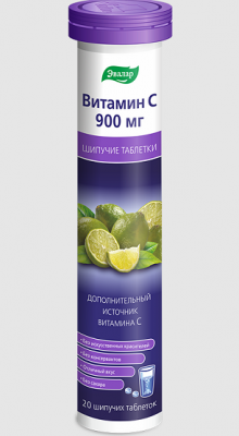 Купить витамин с 900мг эвалар, таблетки шипучие 3,5г, 20 шт бад в Дзержинске